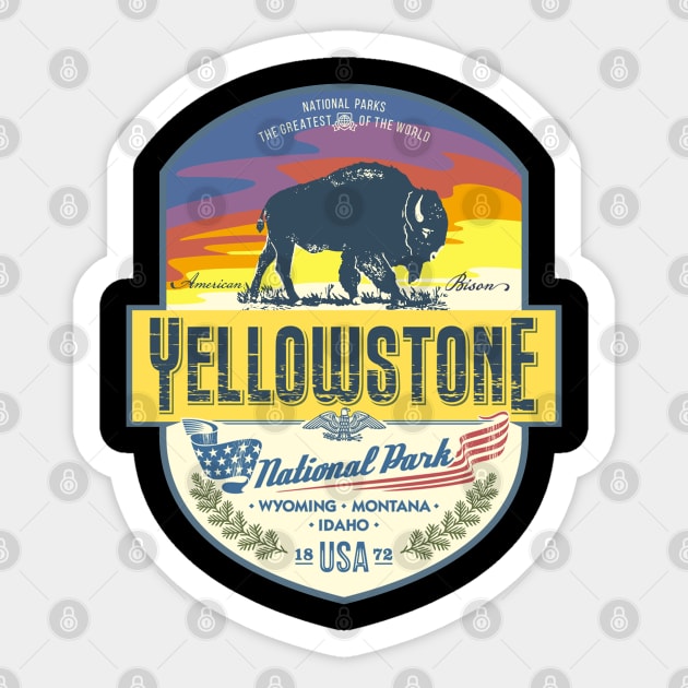 Yellowstone National Park NEW Yellowstone Bison Sticker by Matthew Ronald Lajoie